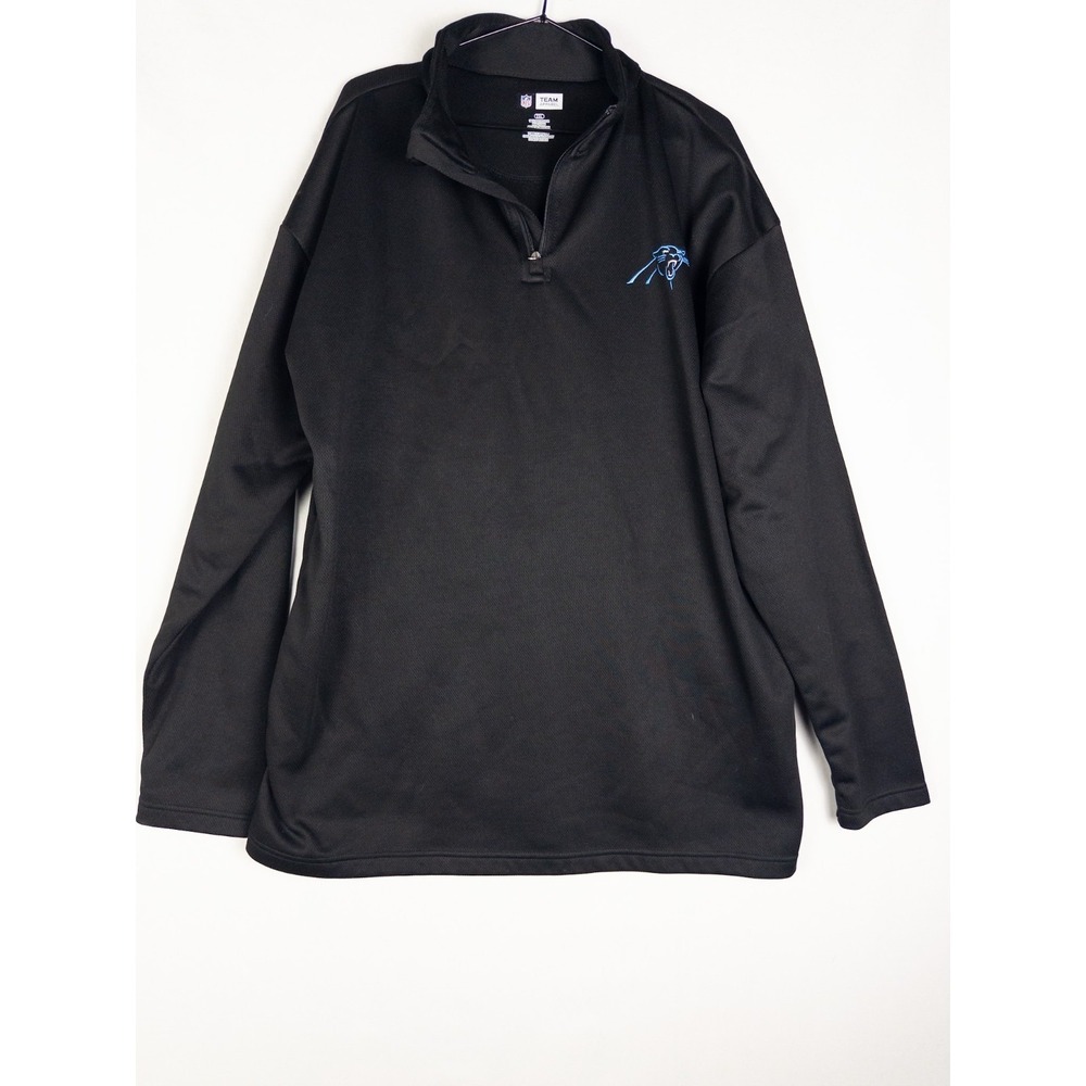 NFL Pullover 1/4‎ Zip Mens 2XL Black Carolina Panthers NFL Logo